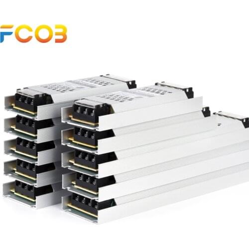 DC12V 24V Ultra Thin FCOB LED Light Power Supply 60W 100W 150W 200W 300W Transformer Adapter AC190V to 240V Driver COB LED Strip