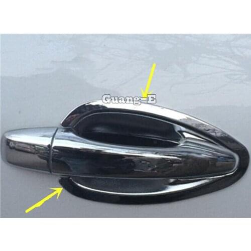 For Peugeot 2008 2014 2015 2016 2017 Car Body Styling Protection Detector Trims ABS Chrome External Bowl Stick Lamp Frame 8pcs