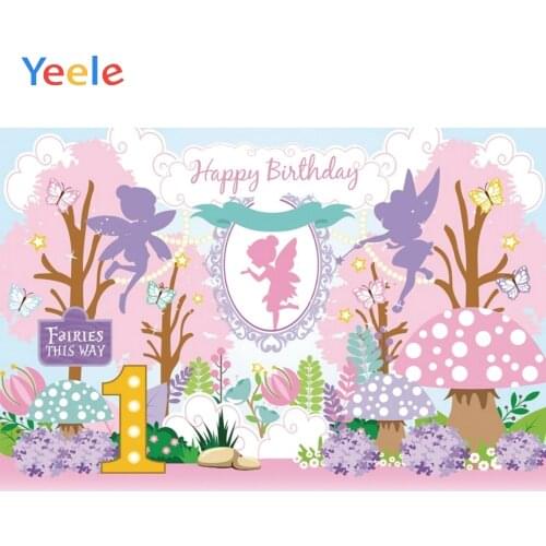 Yeele Baby Birthday Fairy Cute Plants Pink Photocall Photography Backdrops Personalized Photographic Background For Photo Studio