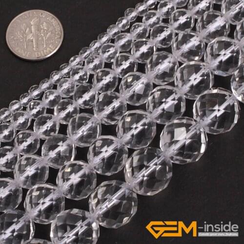 AAA Grade Faceted Clear White Quartzs Beads Selectable Size 4mm to 12mm Natural Stone DIY Beads For Jewelry Making Strand 15"
