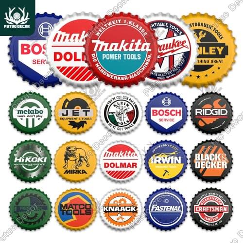 Putuo Decor Tool Metal Tin Sign Beer Bottle Cap Decor Plaque Metal Vintage Home Decor Garage Bar Man Cave Club Wall Decoration