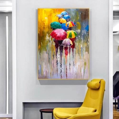 Abstract Portrait Oil Paintings Print On Canvas Art Prints Girl Holding An Umbrella Wall Art Pictures Home Wall Decoration
