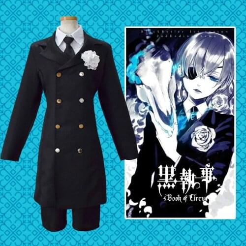 Anime Black Butler Ciel Phantomhive Angelina Dalles Madam Red Funeral Mourning Apparel Men Women Cosplay Costume
