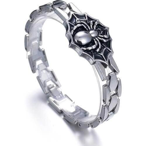 Cool Men Spider Punk Clasp Bracelet Bangle Night Club Jewelry Birthday Xmas Gift