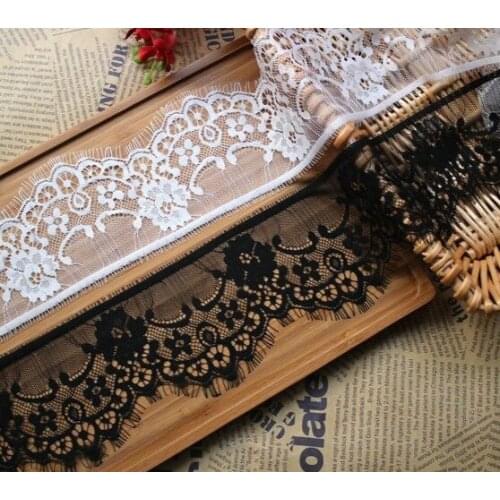 Width 9.5CM Single side wave eyelash lace fabric DIY clothing veil wedding home accessories 9M/pack
