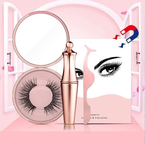Magnetic Liquid Eyeliner & 3D False Eyelashes Set Makeup Tool Kit Waterproof Long-lasting Easy to Wear Magnetic Lashes