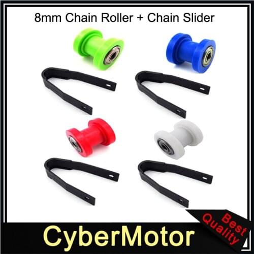 8mm Chain Roller Pulley Tensioner + Chain Slider Rear Swingarm Guard Guide For Pit Dirt Motor Bike Motorcycle Motocross