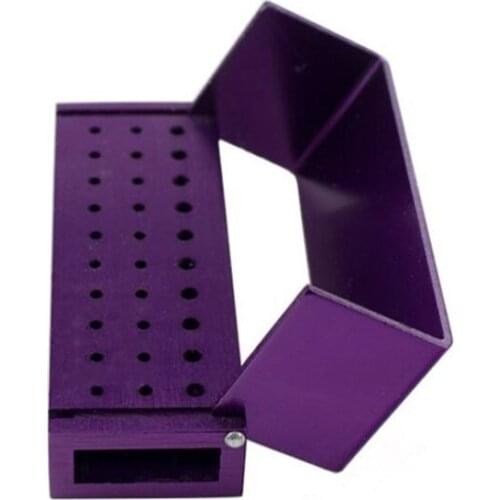 New 30 Holes Dental FG Burs Holder Block Aluminium Autoclave Disinfection Box Dental Lab Equipment Purple