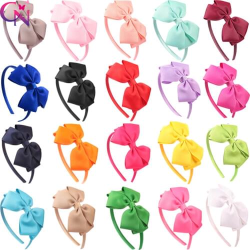 CN 10Pcs/lot Plain Satin Covered Hairbands With Ribbon B For Kids Girls Handmade Hard Hair Bows Headbands Hair Accessories