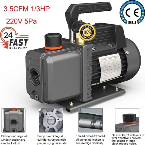 Single stage Rotary Vane Vacuum Pump 3.5CFM 1/3HP For R134a Refrigeration Maintenance Automotive Refrigerant Car repair machine
