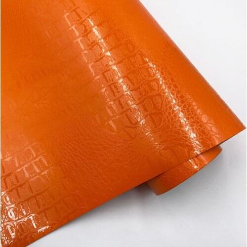 Orange Crocodile Leather Grain Texture Vinyl Car Wrap Sticker Decal Film Adhesive Sticker Interior Car Styling Covering Wrapping