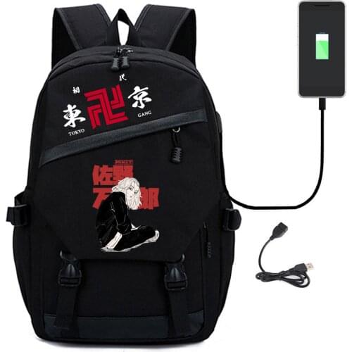 Tokyo Revengers Backpack Anime Cosplay School Bags USB Black Computer Unisex Travel Daypack Student Bookbag Casual Shoulderbags
