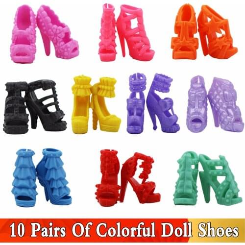 10 Pcs High Quality Colorful Shoes Casual Sandal High Heel Mix Style Shoes for Barbie Doll 12'' Accessories Toy Baby Girl Toys