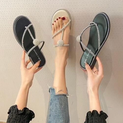 Sweet fashion sequined flat solid color ladies slippers comfortable and exquisite summer new style hot sale