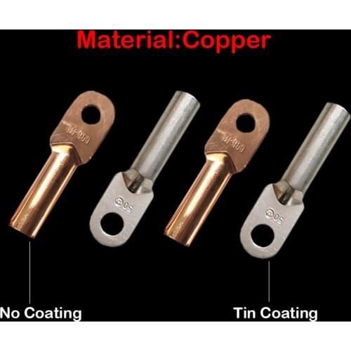 DT-50 DT-70 DT-95 DT-120 Tin Coating Coppe Bolt Hole Ring No Insulation Breaker Wire Cable Connector Joint Lug Crimp Terminal