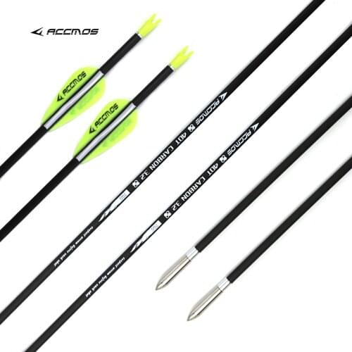 12pcs ID 3.2 Carbon Archery Spine 350 400 500 600 700 800 900 1000 Pure Carbon Arrow for Recurve Bow Shooting