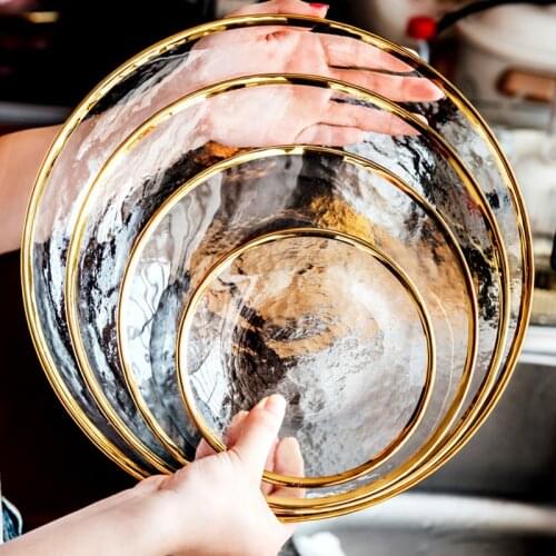 Phnom Penh Crystal Glass Plate, Western Dessert Tray, Household Glass Life Fruit Salad Plate, Creative Set Glass Plate