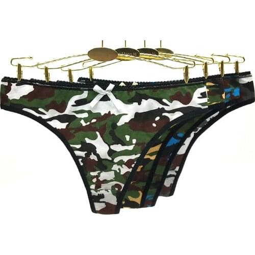 6PCS/Set Womens Panties G-string Thong Cotton Underwear Sexy Panties Female Underpants Camouflage Pantys Intimates Lingerie