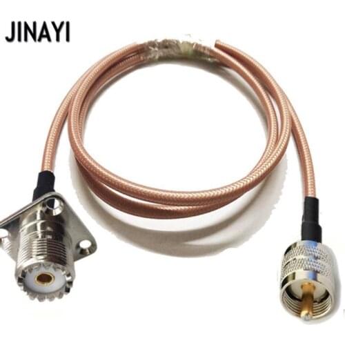 UHF PL259 Male to UHF SO239 Female 4 Hole Flange Panel Mount Connector RF Coaxial Cable RG142 1m 3m 5m 10m