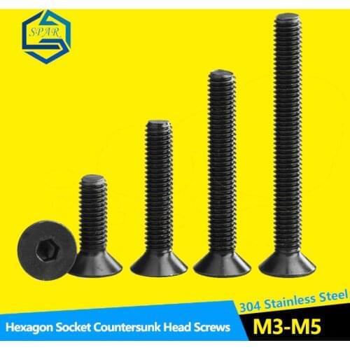Hexagonal Socket Countersunk Head Cap Screw Flat Cup Screw Hex Countersunk Screws Black 304 Stainless Steel DIN7991