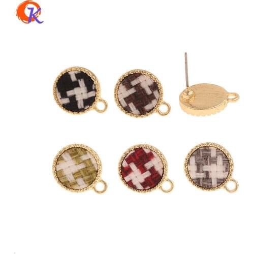 Cordial Design 100Pcs 12*15MM Jewelry Accessories/Hand Made/Earrings Stud/Round Shape/Fabric Effect/DIY Making/Earring Findings