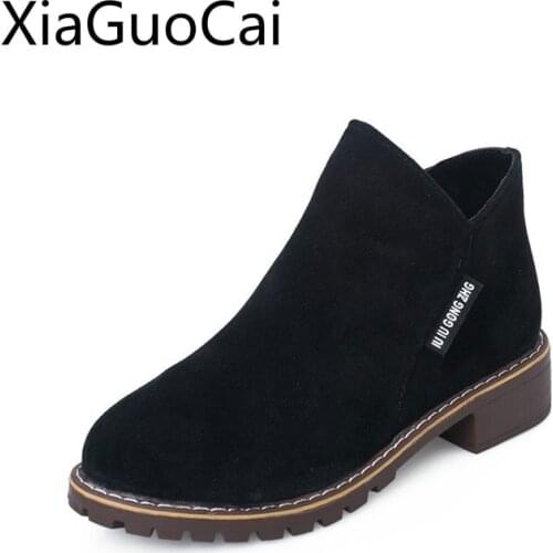 Plus Size 41, 42 Spring and Autumn Womens Boots Nubuck Leather Fashion Comfortable Martin Boots Students Thick Bottom Flat Boot