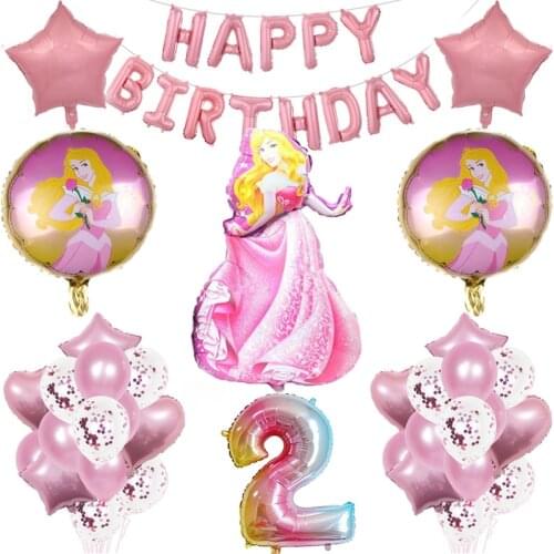 1set Princess Aurora themed party Decor 32inch helium balloons birthday Wedding party pink latex balloon kids toys baby shower