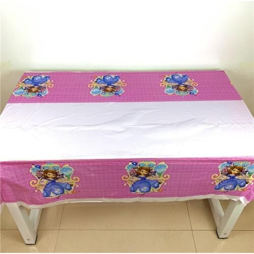180*108cm 1pc Disney Princess Sofia Tablecloth Kids Happy Birthday Party Supplies Decoration Baby Shower Disposable Table Cover