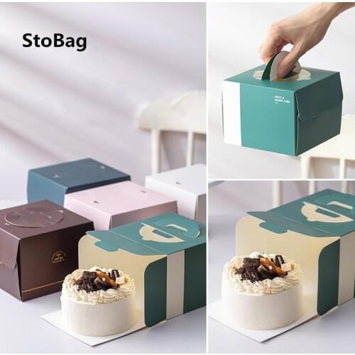 StoBag 10pcs 4 Inch Paper Cake Box Have A Good Time Handle Wedding Birthday Party Baby Shower Gift Handmade Decorating Supplies