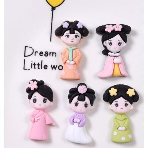 10pcs Kawaii Resin Lovely Ancient Girls FlatBack Cabochon Crafts Clothing Embellishments Decoration DIY Scrapbooking Accessories
