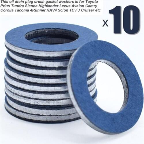 10PCS Thread Oil Drain Sump Plug Gaskets Washer 12mm Hole Seal Ring Car Engine For Toyota Camry Corolla Lexus OE# 90430-12031