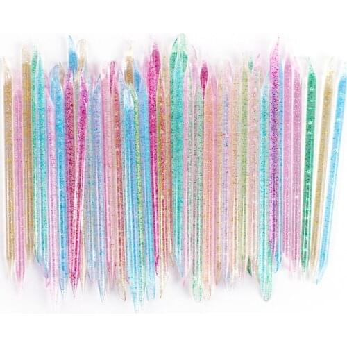 200/300 Pcs Cuticle Pusher Reusable Crystal Sticks Dead Skin Remover Dual-end Colorful Forks Pedicure Manicure Nail Art Tools