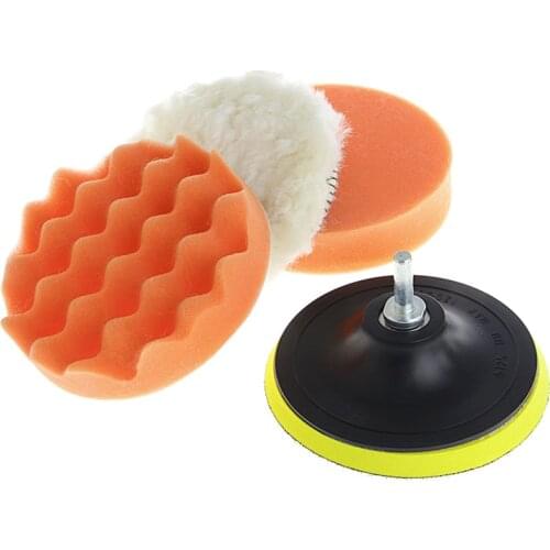 2020 New 5Pcs 4 Inch 100mm M10 Sponge Waxing Buffing Polishing Pad Kit with Drill Adapter