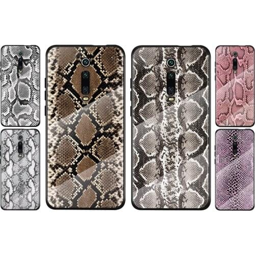 Tempered Glass Cover Hot Snake Skin For Xiaomi Redmi K40 K30 K20 9T 9C 9A 9 8A 7 Pro Plus Shockproof Capa Phone Case