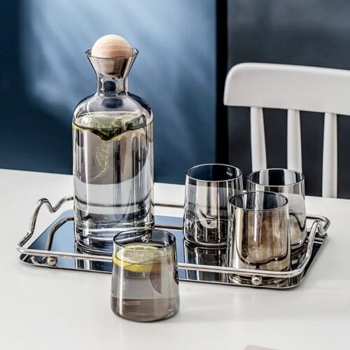 Home Glass Cup Drink Juice Set Creative Luxury Water Bottl Large Polygon Tea Transparent Crystal Round Vasos De Cristal Barware