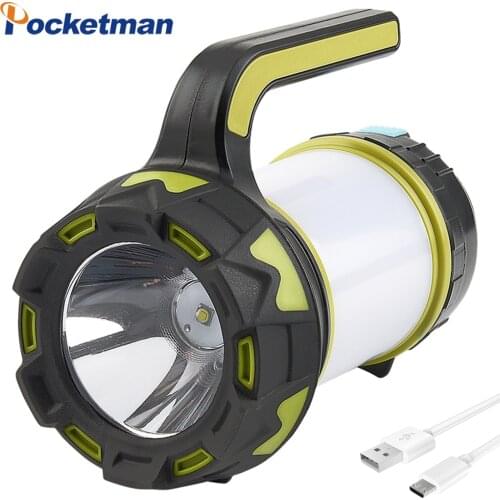 Camp Lantern LED Camping Light USB Rechargeable Flashlight Dimmable Spotlight Work Light Waterproof Searchlight Emergency Light