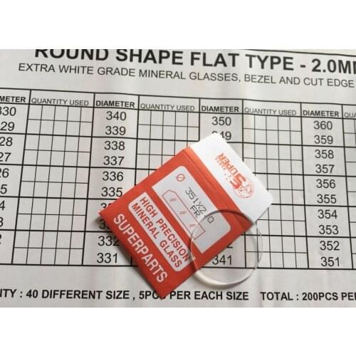 Round Hardend Watch Crystal Flat Round Standard Mineral Glass Crystal 2mm Thick
