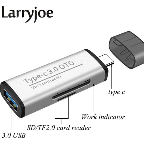 Larryjoe Type-c otg Card Reader sd tf Card Computer Android Mobile Phone Multi-functional Card Reader USB3.0 Hub