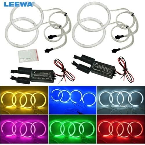 LEEWA 4X 120mm Car CCFL Halo Rings Angel Eyes LED Headlights for BMW E32 E34 E30 DRL Car-Styling White/Blue/Yellow/Red #CA4164