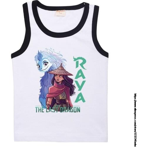 Raya and The Last Dragon Summer Girls T Shirt Cotton Sweet Children Tops Teenage Clothes Sleeveless T-shirt Girl Tops Tees