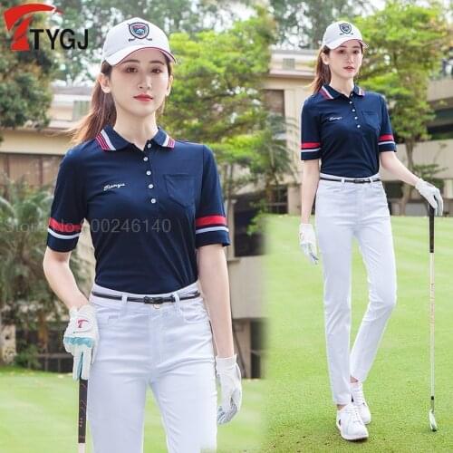 Summer Women Golf Shirt Short Sleeve Quick Dry Golf Clothing Breathable Slim Fit Sport Golf T Shirt Ladies Soft Training Tops