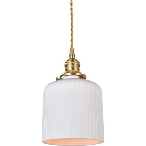 Loft Decor Modern LED Pendant Lamp Brass White Ceramics Hanging Light Dining Room Home Lighting Antique Droplight Luminaire