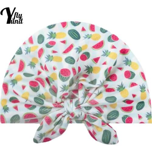 Yundfly Fashion Cartoon Watermelon Pattern Newborn Cap Cute Fruits Print Bunny Ears Infant Hat Baby Girls Headwear Birthday Gift