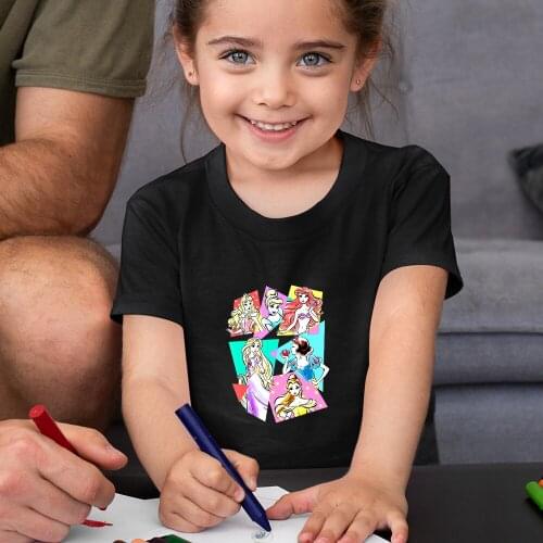 Cartoon Summer New Products Children T-Shirts Short Sleeve Comfortable Printing Disney Color T Shirts Unisex Princesses Pattern