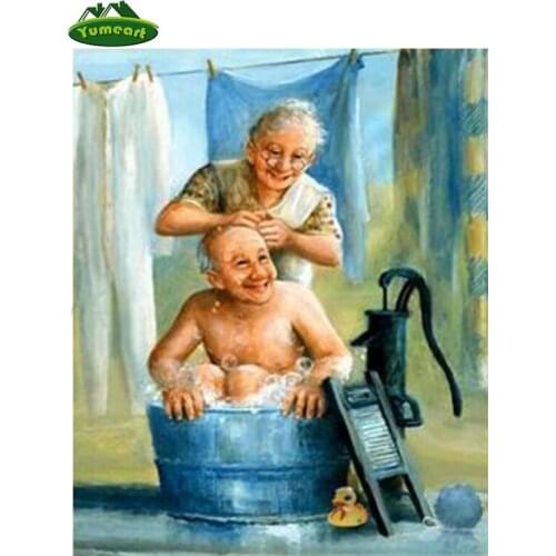 2017 New Diy 3d Diamond Painting A loving old couple Knitting Needles Set Embroidery Handicraft Mosaic Novelty Home Decor people