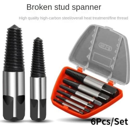 6Pcs Screw Extractor Center Drill Bits Guide Set Broken Damaged Bolt Remover Removal Speed Easy Out Set