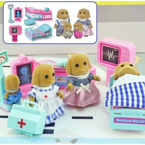 New Forest Family 1/12 Labrador Dog Animal Doctor Accessories Dollhouse Nurse Medical Toys Set Hospital Dentist For Girls Gift