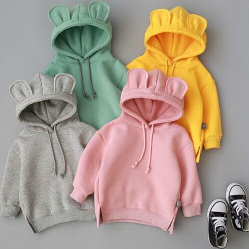 Baby Boys Girls Clothes Solid Color Pullover Hooded Long Sleeve TOP Kids T Shirt Autumn Outwear Coat Winter Sweatshirts
