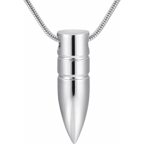 IJD9891 New Arrive Keepsake Jewelry Wholesale Or Retail Bullet Stainless Steel Memorial Cremation Urn Pendant Necklace For Men