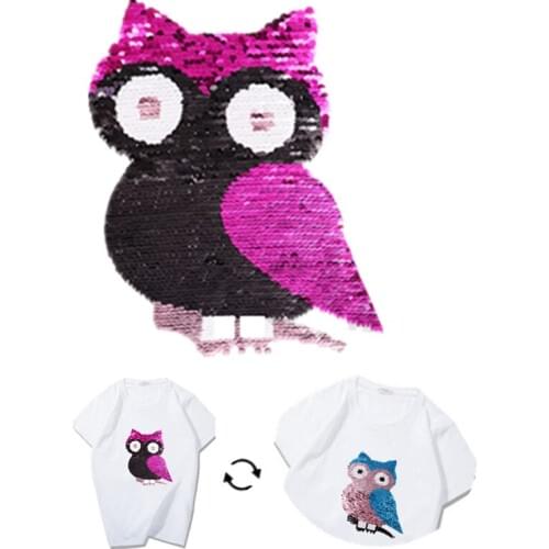 Sequins Patch Cute Bird Reversible Change Color Patches For Clothing Logo Diy Strange Things Stickers Deal With It Tshirt Coat